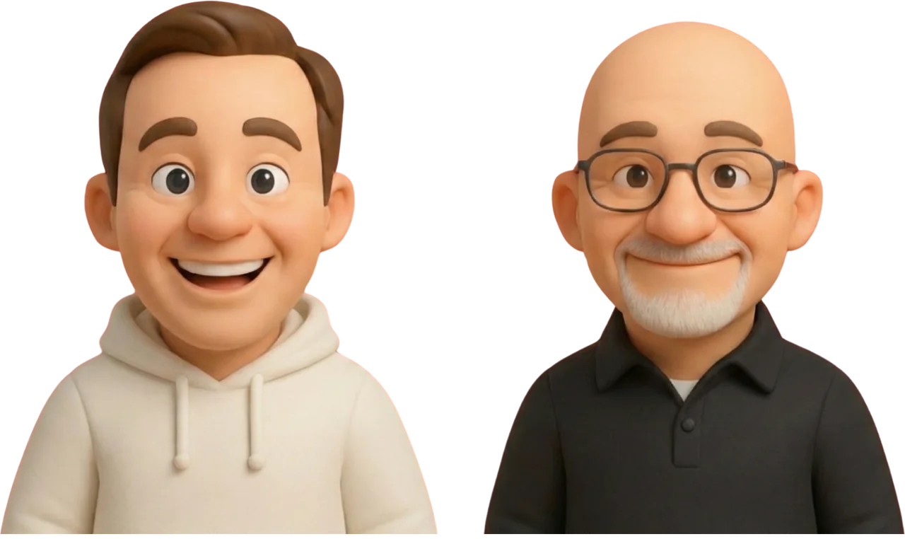 Illustrations of Trevor Robinson and Jack Nehlig